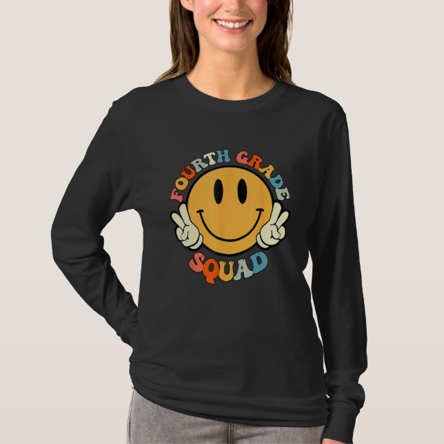 Camiseta Fourth Grade Squad Smile Face Teacher Student Back (Frente)