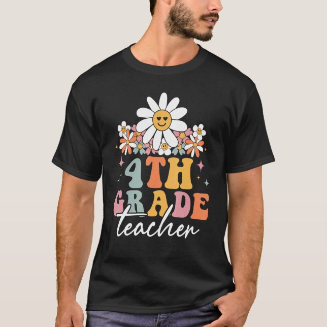 Camiseta Fourth Grade Teacher 4th Grade Hippie Groovy Back  (Frente)