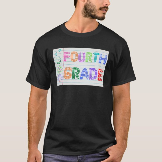 Camiseta Fourth Grade Team Cute Doodle School Kids Teacher  (Frente)