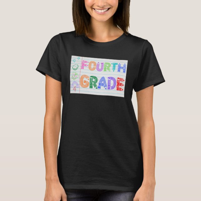 Camiseta Fourth Grade Team Cute Doodle School Kids Teacher  (Frente)