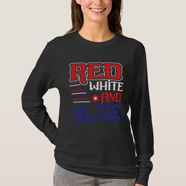 Camiseta Fourth of July 4th of July Red White and Blue (Frente)