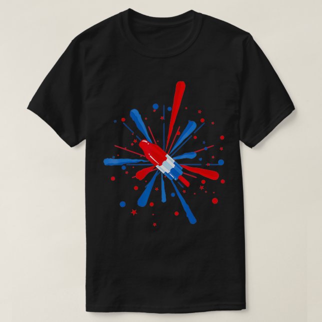Camiseta Fourth of July Fireworks Popsicle  (Frente do Design)