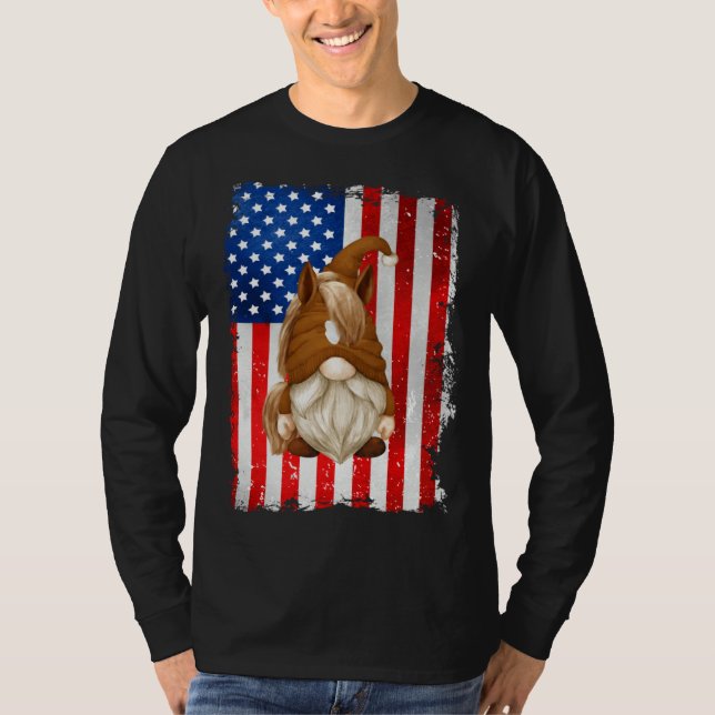 Camiseta Fourth Of July Gnome Graphic Patriotic Horse Ameri (Frente)