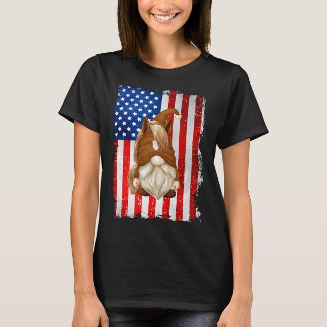 Camiseta Fourth Of July Gnome Graphic Patriotic Horse Ameri (Frente)