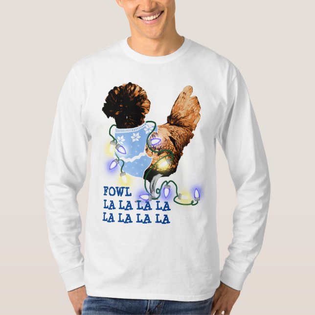 Camiseta Fowl la la la la Ouro Lacrado polonês (Frente)