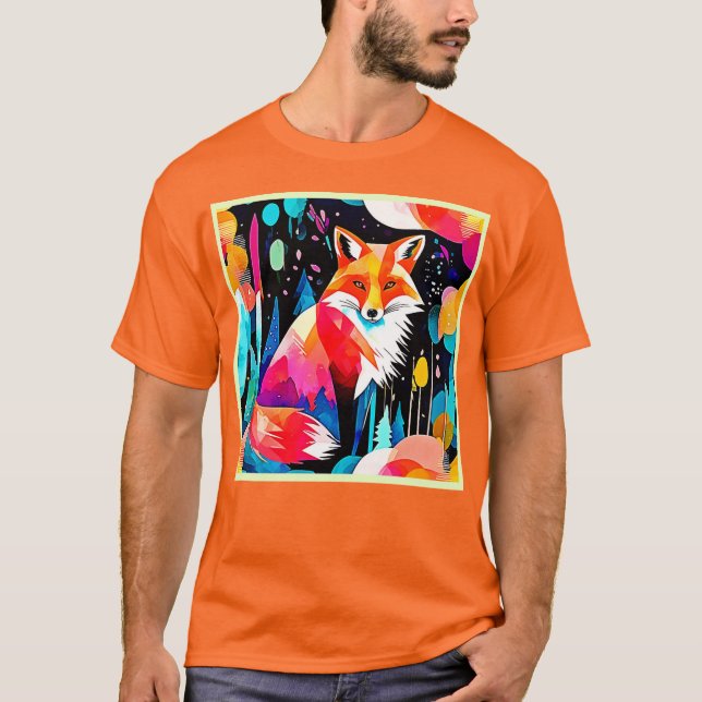 Camiseta Fox Abstrato Art Colorida (Frente)