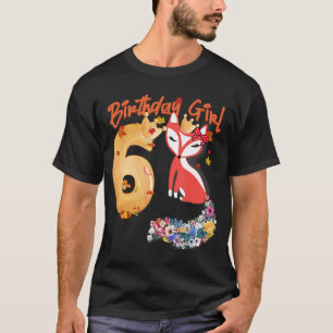 Camiseta Fox Amante de os animais 6 de Aniversário Rapariga