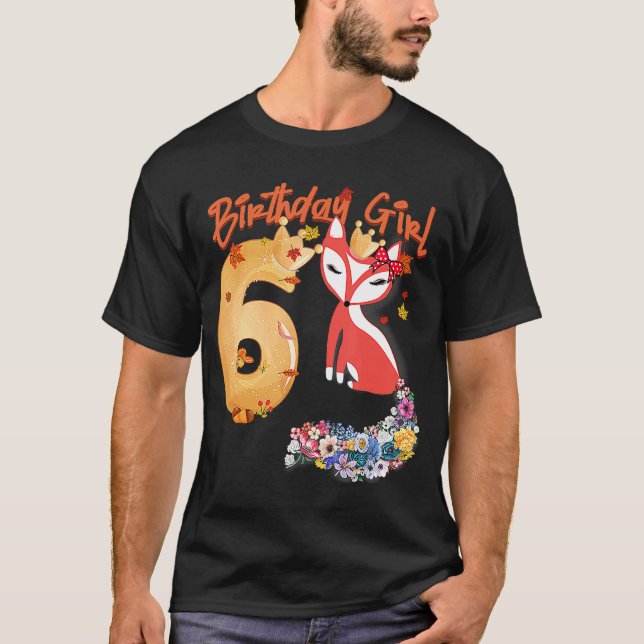 Camiseta Fox Amante de os animais 6 de Aniversário Rapariga (Frente)