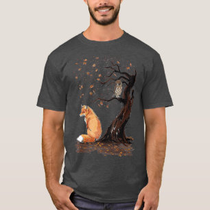 Camiseta Fox and Owl on the Tree Animal Lover Cute autumn l