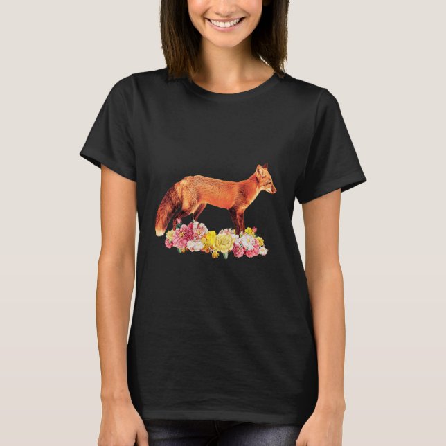 Camiseta Fox animais motif flores animais animais (Frente)