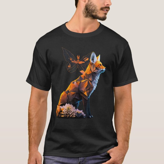 Camiseta Fox Animal Art Butterfly Fox (Frente)