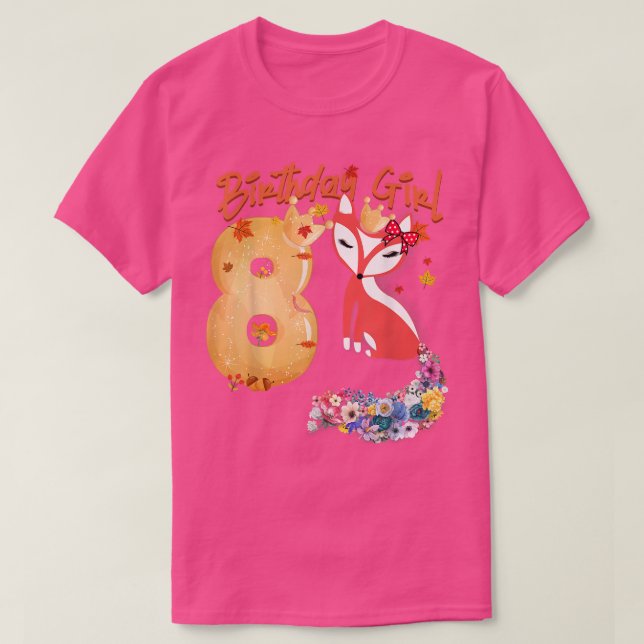 Camiseta Fox Animal Lovers 8th Birthday Girl Fox B-day 8 ye (Frente do Design)