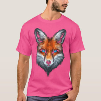 Camiseta Fox Animal Motif Blue Eyes Ilustração Fox