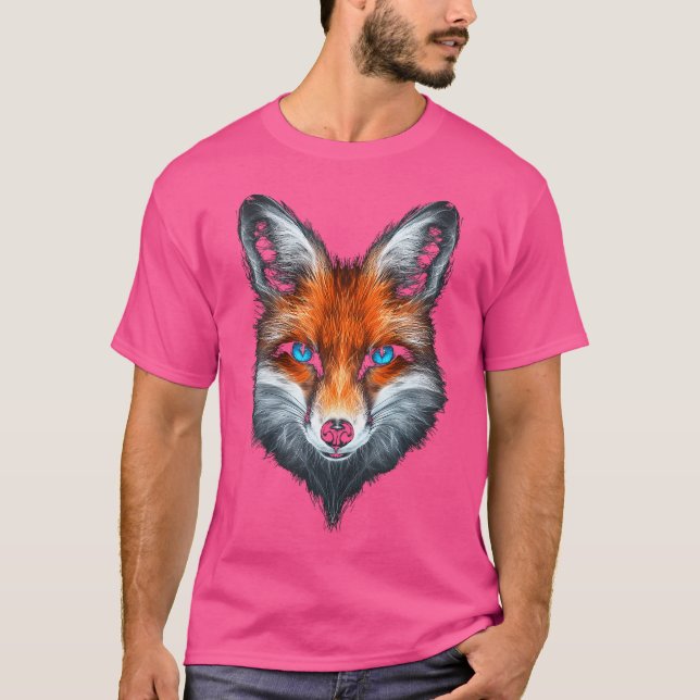 Camiseta Fox Animal Motif Blue Eyes Ilustração Fox (Frente)