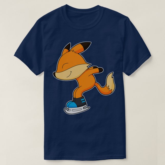 Camiseta Fox At Ice Skating With Ice Skates  (Frente do Design)
