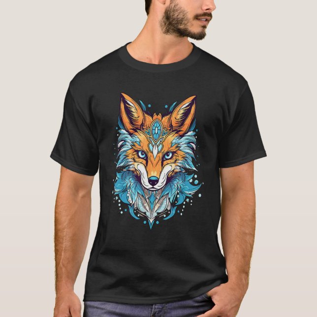 Camiseta Fox Blue Eyes Face Animal  Print Graphic Design (Frente)