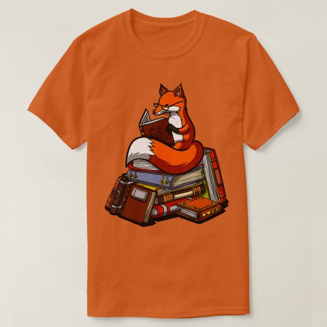 Camiseta Fox Book Leitura de Nerd - Fofas de Bibliotecas An (Frente do Design)