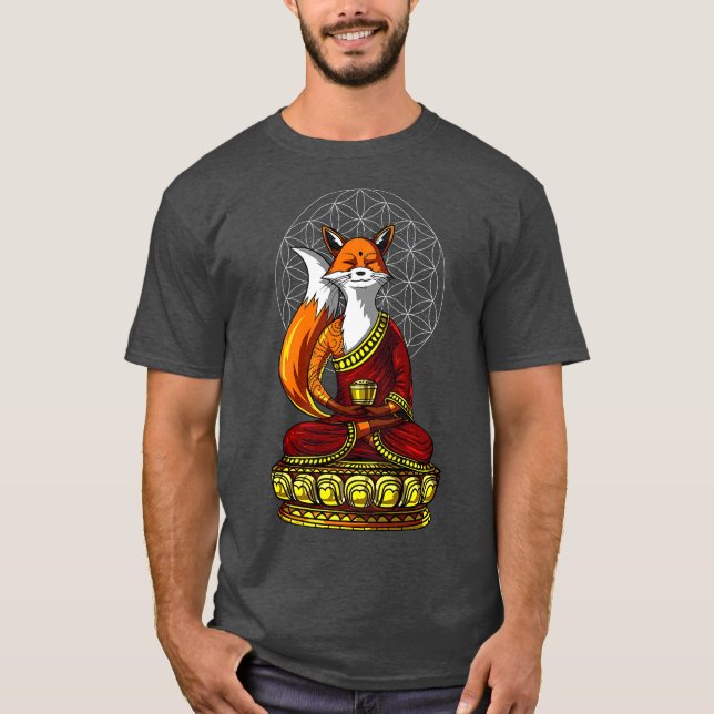 Camiseta Fox Buddha Zen Yoga Meditação Flor Da Vida (Frente)