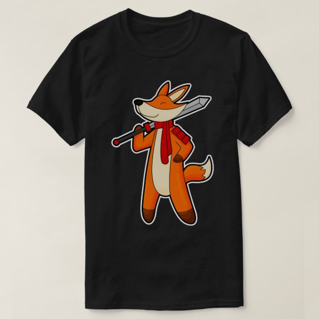 Camiseta Fox como guerreiro com espada (Frente do Design)