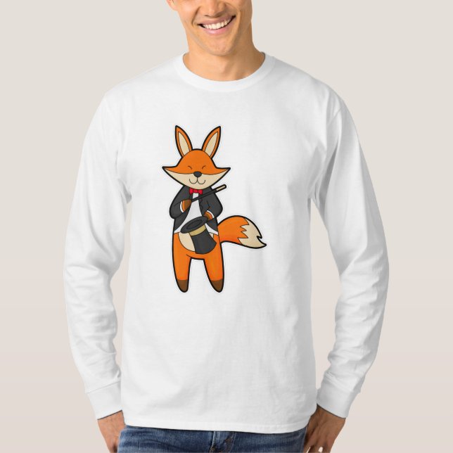 Camiseta Fox como mágico com varinha mágica e chapéu (Frente)