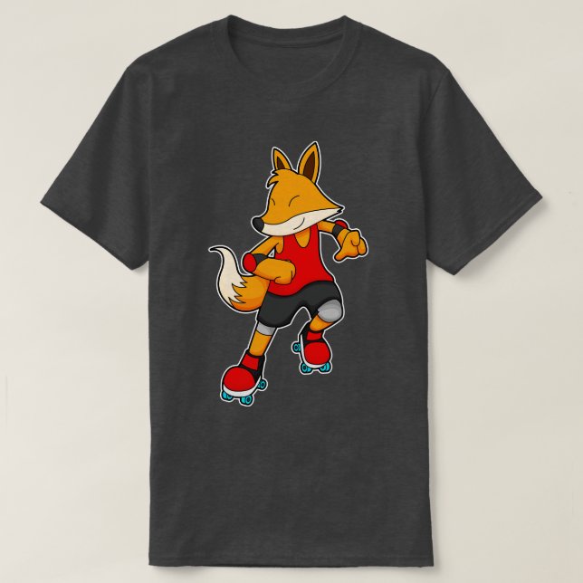 Camiseta Fox como Patinador com skates Roller (Frente do Design)