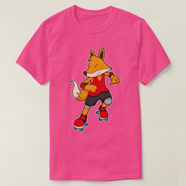 Camiseta Fox como Patinador com skates Roller (Frente do Design)