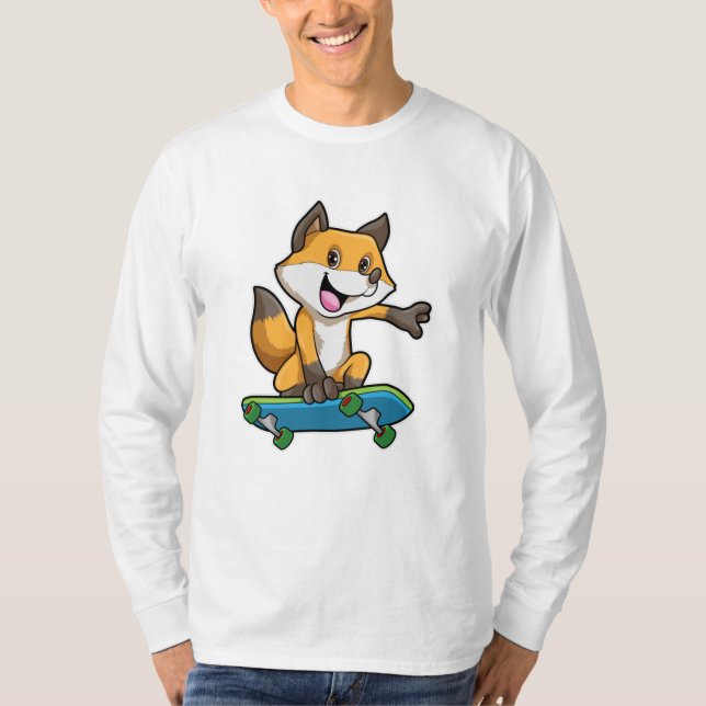 Camiseta Fox como skater com skate (Frente)