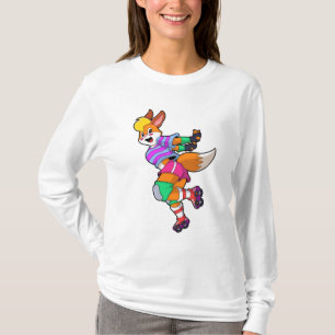 Camiseta Fox como Skater Inline com Skates Inline