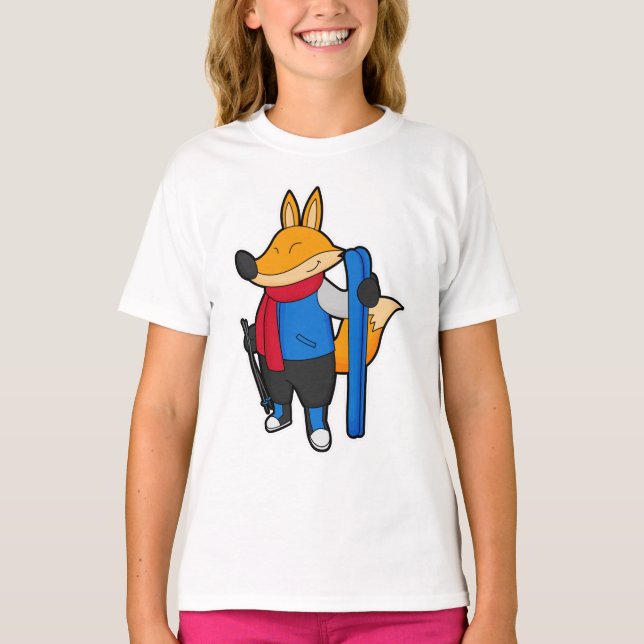 Camiseta Fox como Skier com Esqui (Frente)
