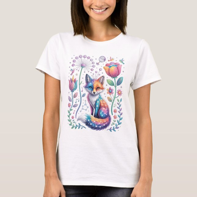 Camiseta Fox Cósmica em T-Shirt do Dreamy Garden (Frente)