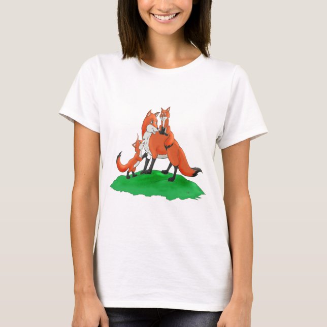 Camiseta Fox da mãe com artigos do presente dos bebês (Frente)