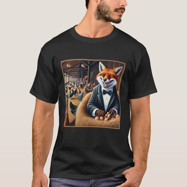 Camiseta Fox de Arte Funny Farmhouse Rouba Ovos (Frente)