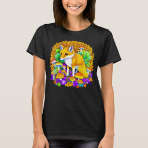 Camiseta Fox do outono em Cogumelos e Folhas de outono