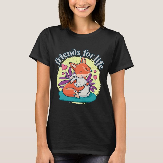 Camiseta Fox E Coelho Amam Amizade Amizade Para A Vida Bu (Frente)