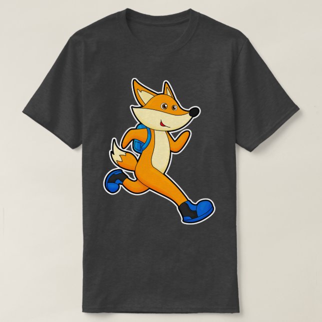 Camiseta Fox em execução com mochila (Frente do Design)