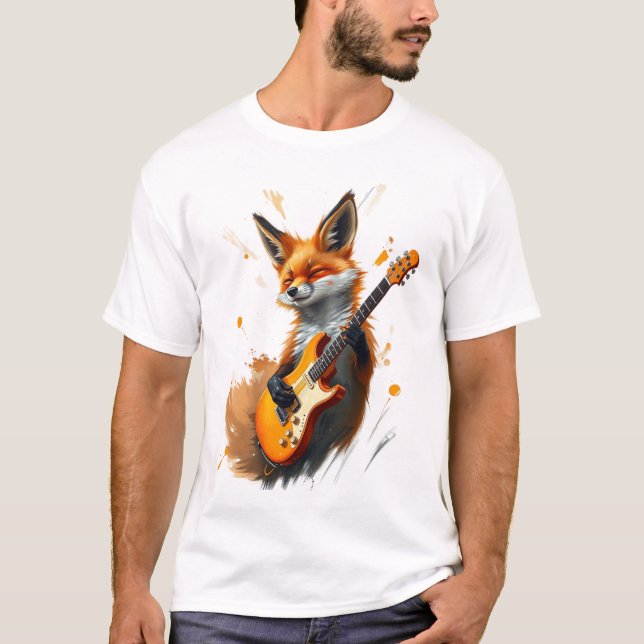 Camiseta Fox engraçada na guitarra (Frente)