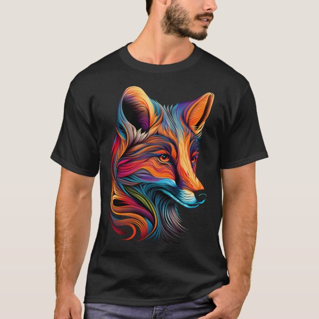 Camiseta Fox Face Beautiful Colorful Artistic Animal (Frente)