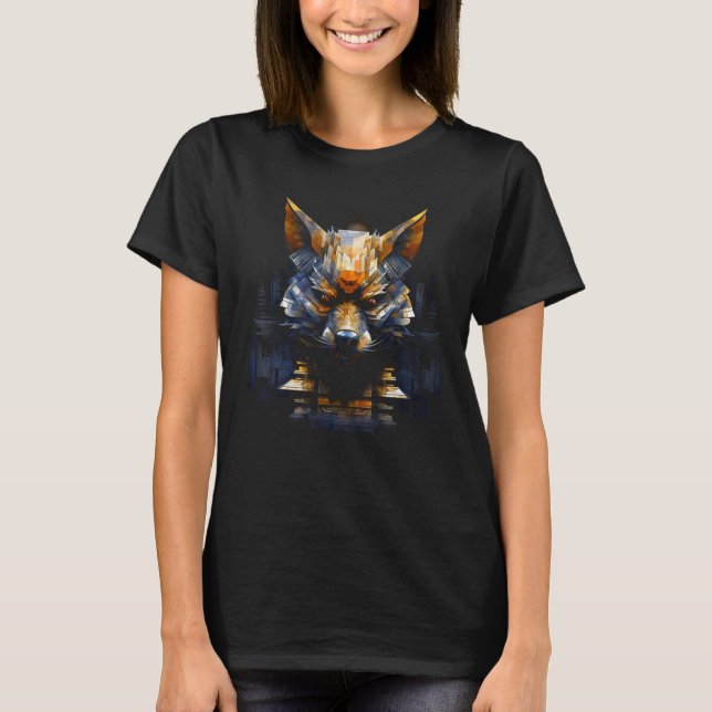 Camiseta Fox Fantasy Polygon Animal Trabalho de arte Fox (Frente)