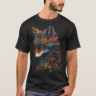Camiseta Fox Flower Trabalho de arte Mandala Animal Motif F