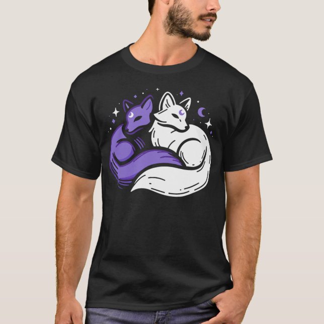 Camiseta Fox Foxes Night Stars Crescent Moon Spirit Celesti (Frente)