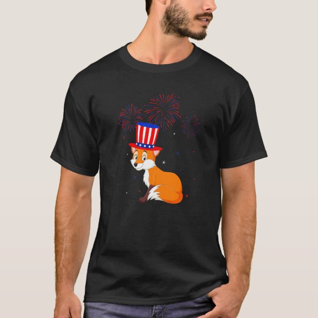 Camiseta Fox Graphic Red White Blue Fireworks Decor 4º de (Frente)