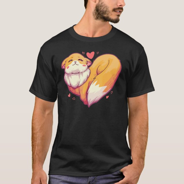Camiseta Fox Heart   Retro Animal Wild Zoo Classic Passion  (Frente)