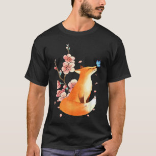 Camiseta Fox Japonês Cherry Blossom Flower Vintage