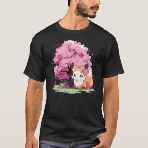 Camiseta Fox Japonês Otaku Cherry Blossom Flor Sakura Tr