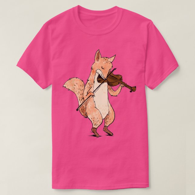 Camiseta Fox Jogando Violino Cute Engraçado Jogador De Viol (Frente do Design)