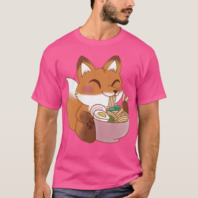 Camiseta Fox Kawaii Animal Ramen Fox (Frente)