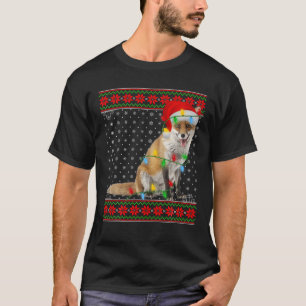 Camiseta Fox Lights Xmas Ugly Sweater Papais noeis Fox Chri