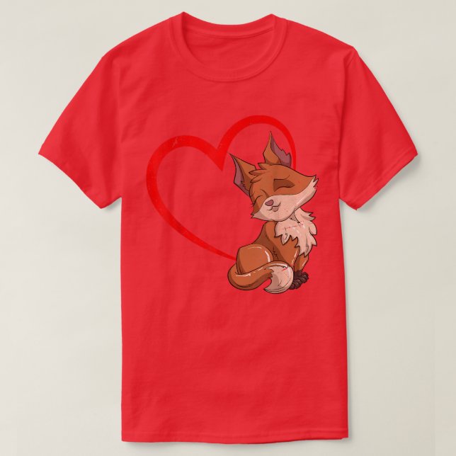 Camiseta Fox Lover Heart Forest Amante de os animais Nature (Frente do Design)