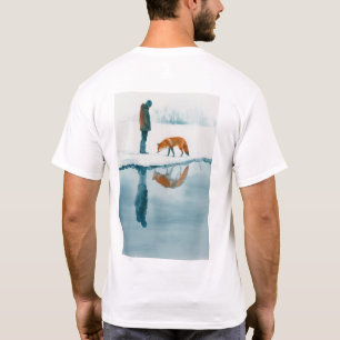 Camiseta Fox Majestosa Caminhando Ao Lado Da Reflexão Do Ri