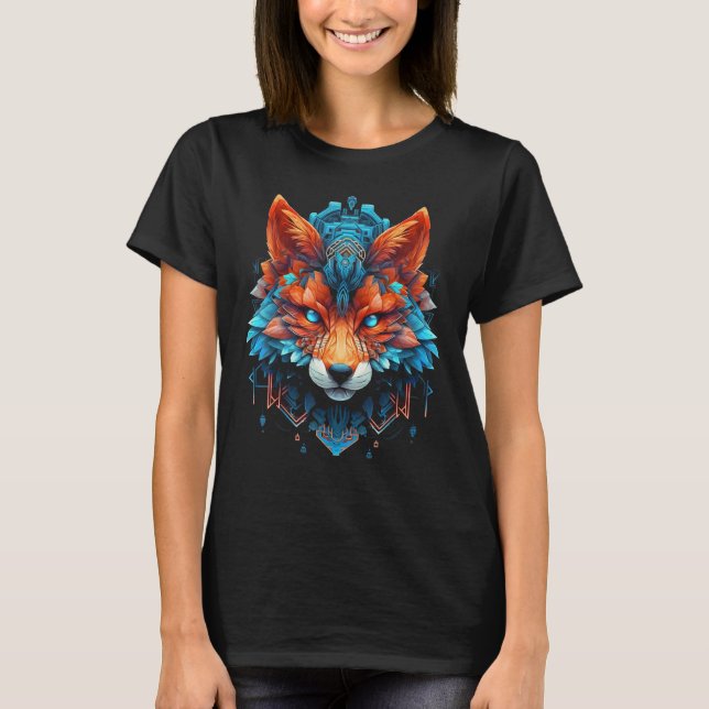 Camiseta Fox Mandala Blue Eyes - Animal Art Fox (Frente)